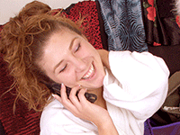 red head on the phone, talking dirty
